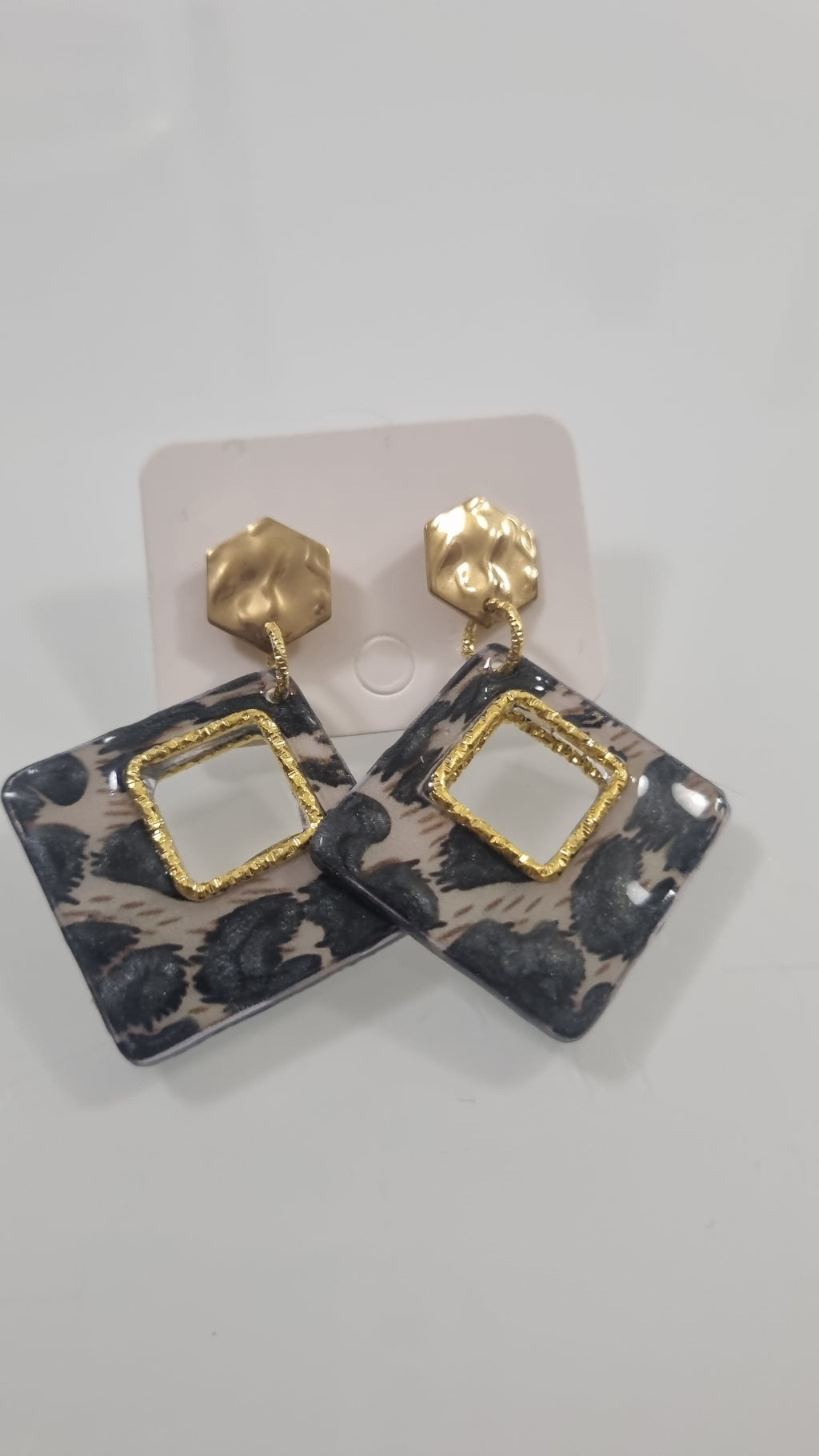 Orecchini Statement "Wild Lux" – Pendenti Geometrici Animalier e Oro
