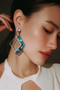 Orecchini "Emerald Night" – Rombi in Resina con Glitter e Strass